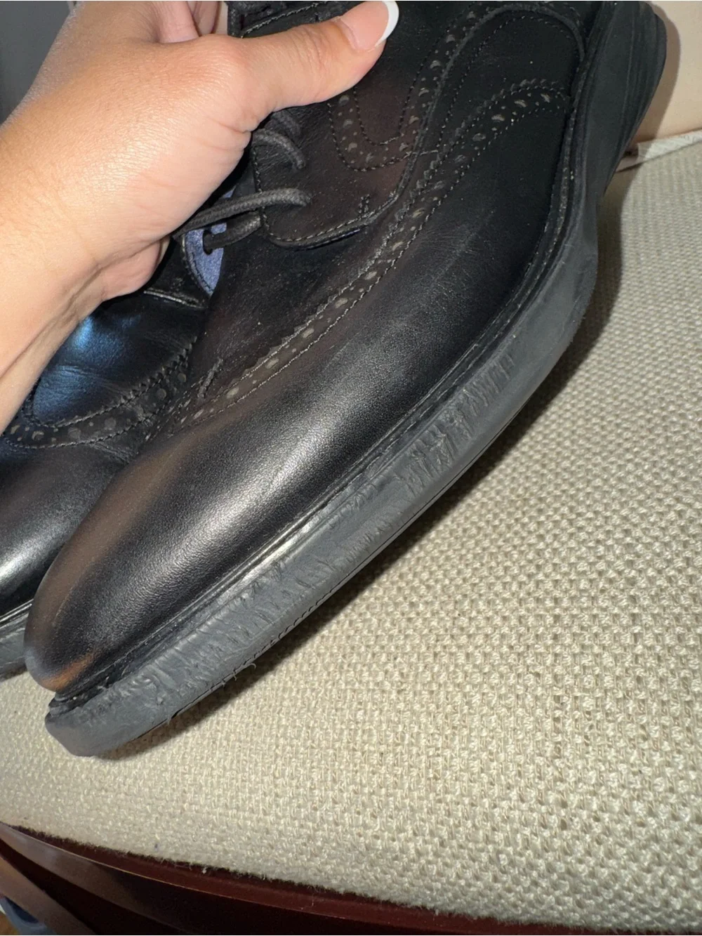 Cole Haan Men'S Original Grand Shortwing Oxford Shoes Triple Black Size 12